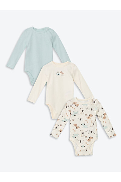 LC Waikiki LCW Crew nyakú nyomtatott test kisfiúnak, pattintható rögzítéssel - 3 darabos készlet