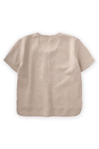 Cigit Leinenbluse mit halber Knopfleiste, 2-7 Jahre, Natur