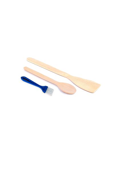 baran ahşap Wooden Spatula and Brush Set