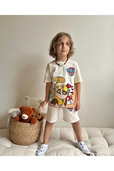 SACRO KİDS Boys' Paw Patrol Patterned Shorts and T-Shirt Set