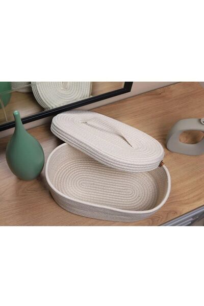 JÜTEX HOME coș de paie din iută organizator cu capac oval 30X20X10