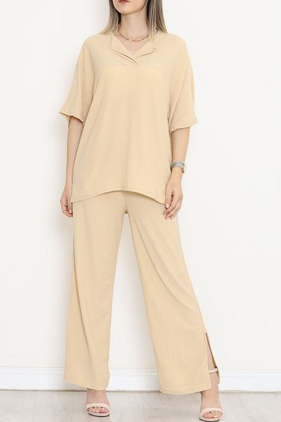 Moka Shopin Beige Mokashopin Double Breasted Collar Set - 6782.1254