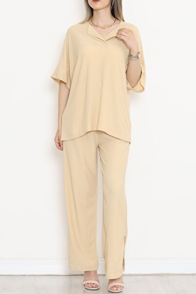 Moka Shopin Beige Mokashopin Double Breasted Collar Set - 6782.1254