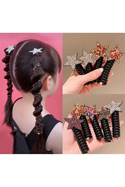 NİLZ Taşlı Yıldız Model Burgu Yaylı Spiral Saç Tokası 1 Adet