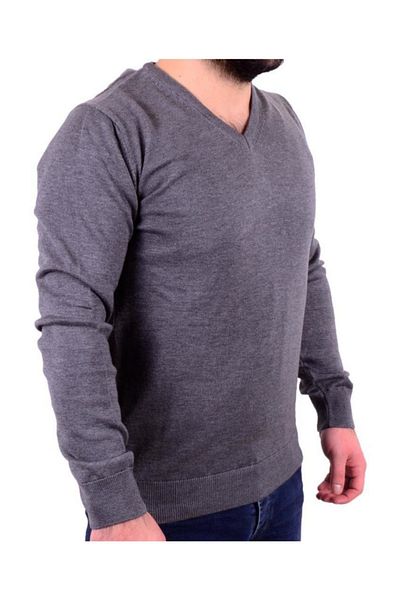 Twister Jeans Ανδρικό πουλόβερ Twister 3622 Grey Melange V-Neck