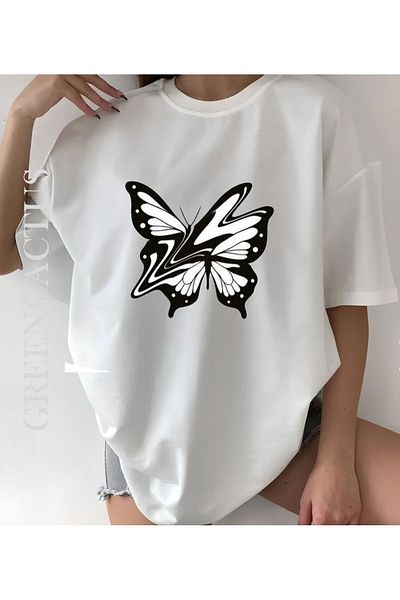 Apparelix White Unisex Butterfly Printed T-Shirt