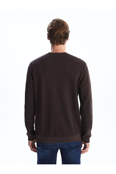 LC Waikiki Ανδρικό μακρυμάνικο φούτερ Xside Brown Crew Neck