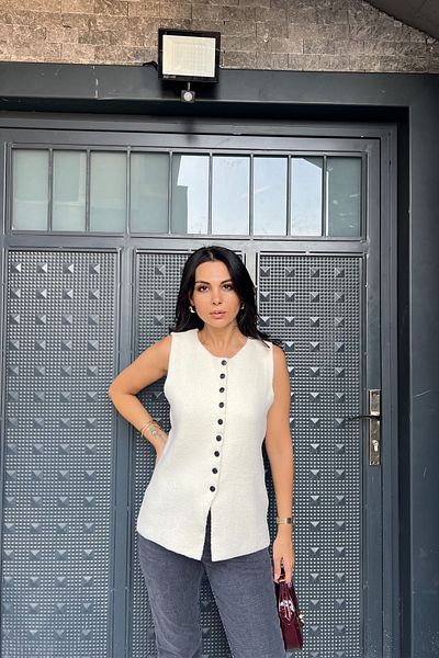 Seda Yalçın Atelier سترة إكرو بدون أكمام - بأزرار
