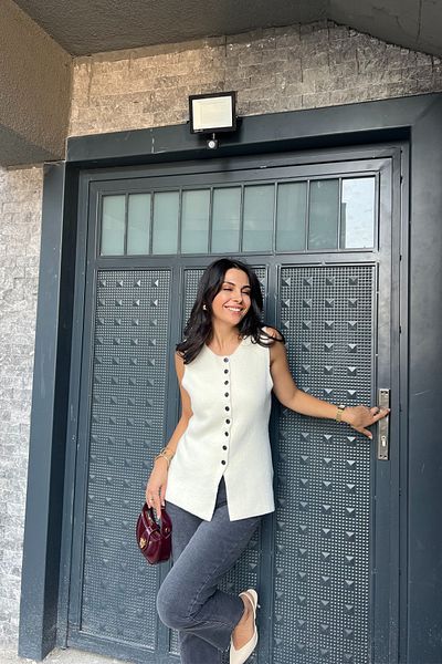 Seda Yalçın Atelier سترة إكرو بدون أكمام - بأزرار