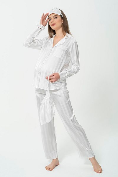 For You Mama Set de pijama de maternitate din jacquard cu mâneci lungi din 5 piese