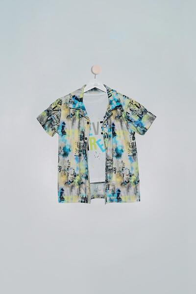 for you kids Set de 2 cămăși și tricouri cu imprimeu galben albastru