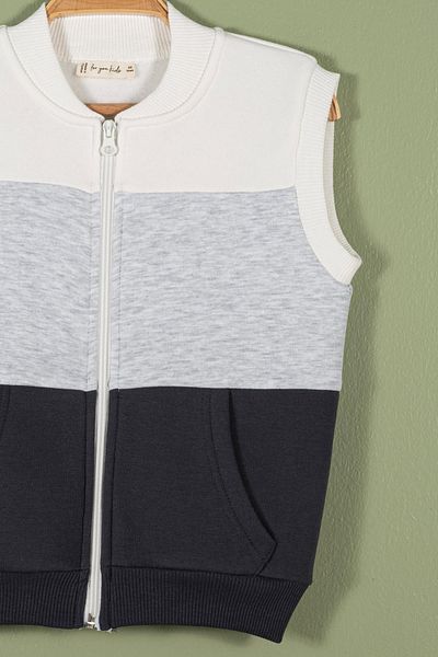 for you kids Zippered Garnished Kangaroo Pocket Anthracite Girl's Vest