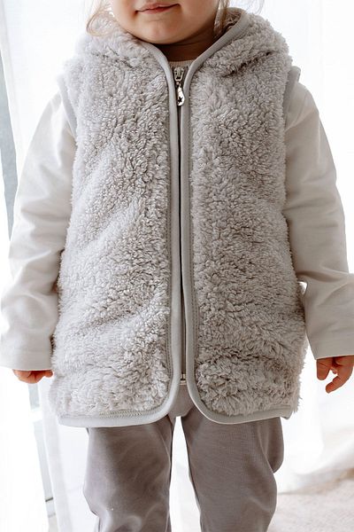 Mother Love Teddy Plush Kids Vest Hooded Lined 3d Eared