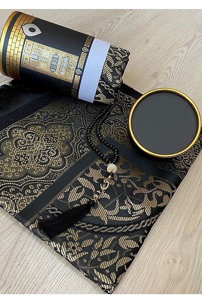 DİLEX Gift Dowry Bundle Taffeta Fringed Kaaba Box Prayer Rug Set