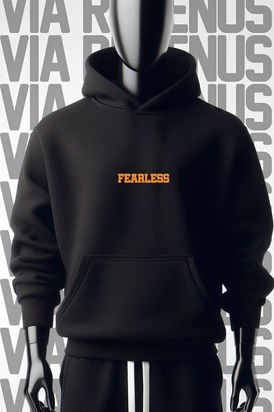 Vordevia Fearless 3 Thread Wide Fit - Hanorac negru cu glugă cu imprimeu în față și în spate