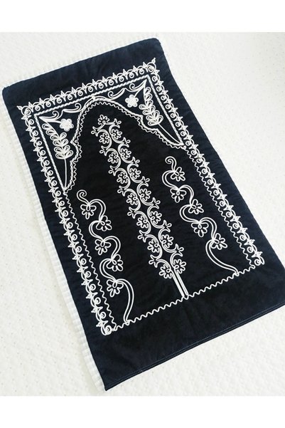 DİLEX ev tekstili Black Velvet Dowry Bridal Set Prayer Rug Gift Bundle