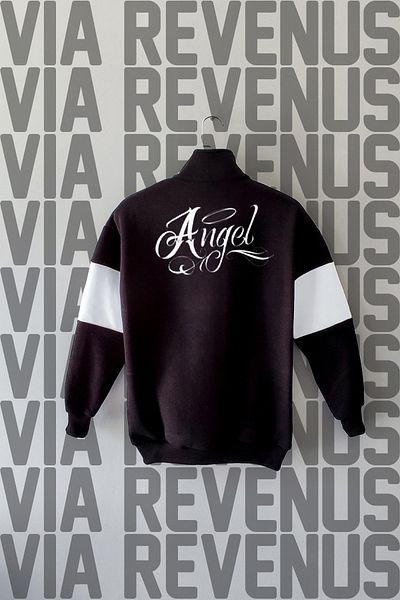 Vordevia Angel Colorful Unisex Polo Collar Sweatshirt - Front and Back Printed, Half Zipper