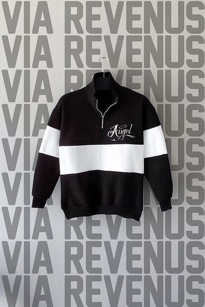 Vordevia Angel Colorful Unisex Polo Collar Sweatshirt - Front and Back Printed, Half Zipper