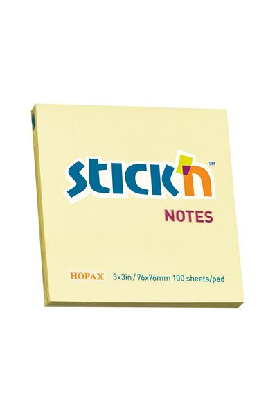 Hopax Yellow Note Paper - Stickn Adhesive, 12 Cob (100 Yp, 76X76)