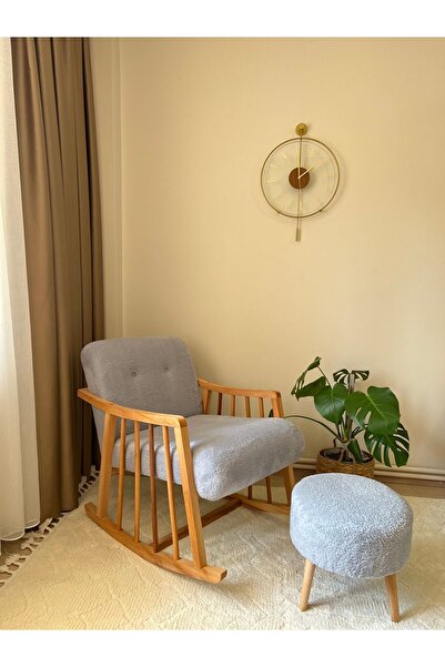 öz kısmet mobilya since 1990 Greay Sallanan Ahşap Berjer Koltuk Puf Ve Minder Hediyeli