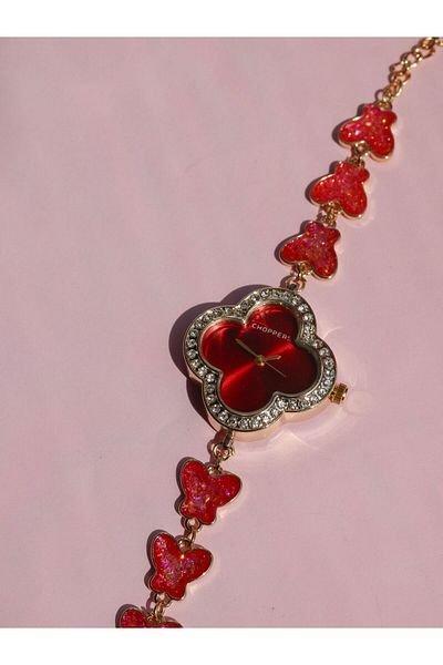 Reorah Collection Red Butterfly Glitter Girl Watch - Red Butterfly Glitter Watch
