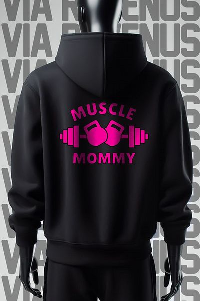 Vordevia Muscle Mommy 3 Thread Wide Fit - Hanorac negru cu glugă cu imprimeu în față și în spate
