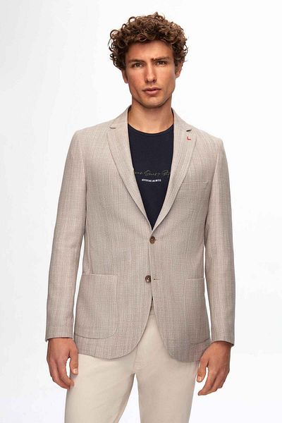 D'S Damat Ds Damat Slim Fit Gray Printed Fabric Jacket