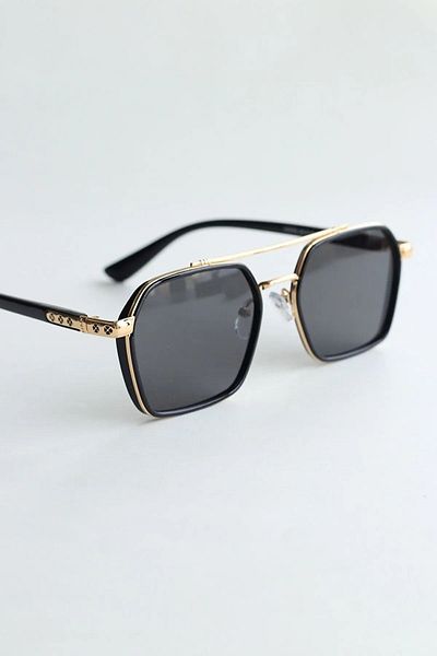 Chunky Frame Unisex Black Gold Sunglasses