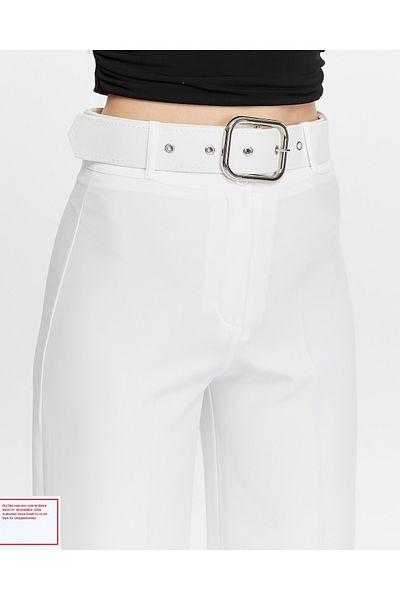 HANIMCA GİYİM Very Stylish Summer Women's Belted Palazzo Dumbbell Fabric High Waist Pantalon