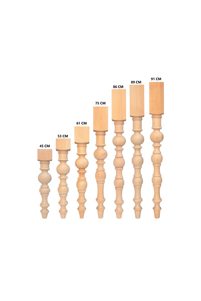 gökçe ahşap Mg-019-29 Ahşap Torna Ayak 4 Lü Set 8,2 Cm Çap 75 Cm Yükseklik
