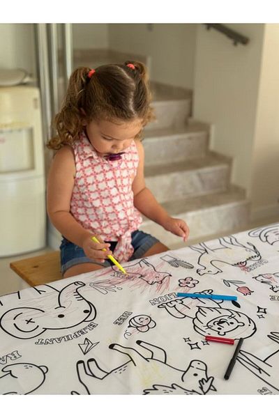 Aşkın Parti Evi Covoraș de joacă educațional rezistent la apă de 150 cm - Covoraș de pictură lavabil la mașină și reîncărcabil