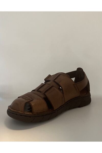Faruk Karar Brown Genuine Leather Orthopedic Sandals