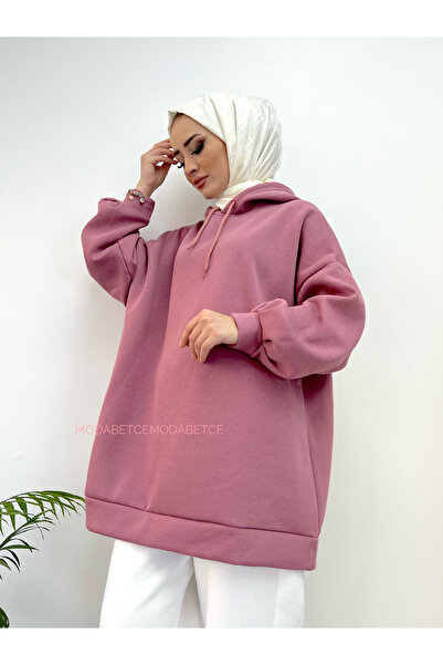 modabetce Extra Oversize Basic 3 νήματα βαμβακερή γυναικεία φούτερ 1003