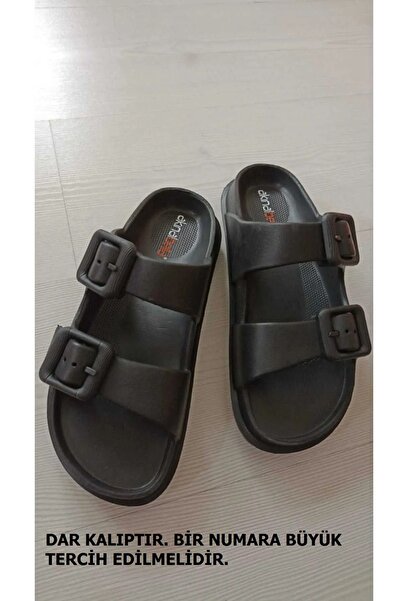 Akınal Bella ÇİFT TOKALI RAHAT SİLİKON TABAN SİYAH RENKLİ TERLİK