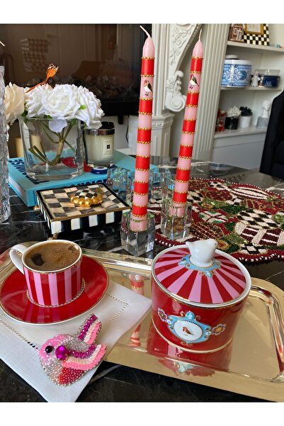 Handmade Pip Love Birds Kuş Logolu El Boyamalı Kuş Desenli Şamdan Mum 1 Adet