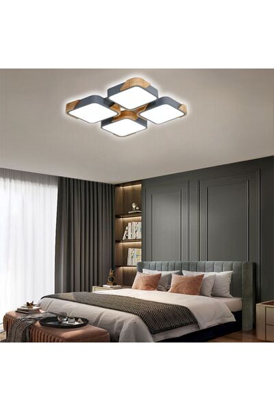 CATLUZ مصباح سقف LED خشبي 3 ألوان فاتحة 50 × 50 سم - إضاءة حديثة