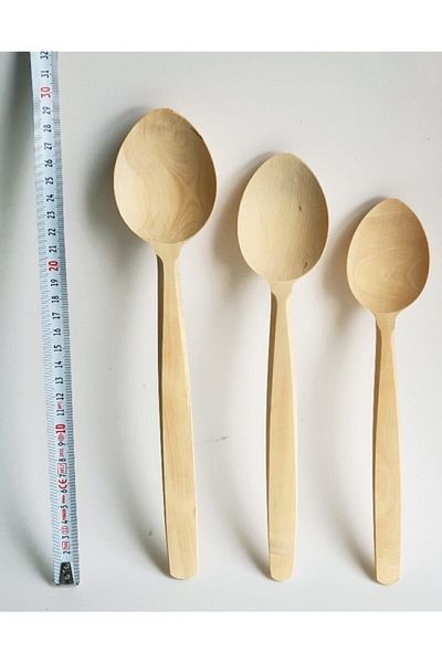 Go Aksesuar Three Size Polished Spoon Set Wooden Spoon Set