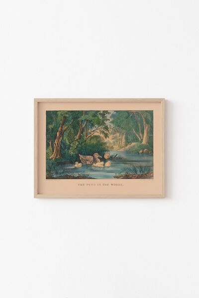 epiqart Ormandaki Gölet - Ahşap Desenli Çerçeve