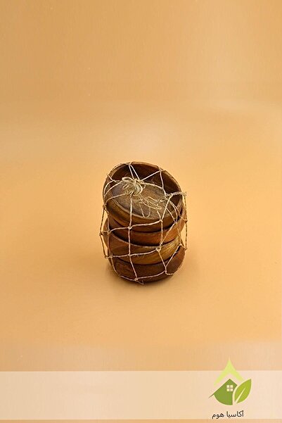 SepetçiBaba Round Acacia Snack Bowl Set of 4