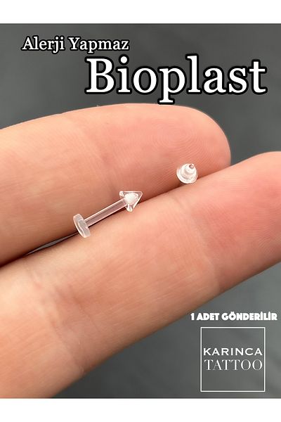 Karınca Piercing Transparent Bioplast Piercing - Allergy Free, Labret Conch Tragus Helix Flat Lip Snake Bites Nose