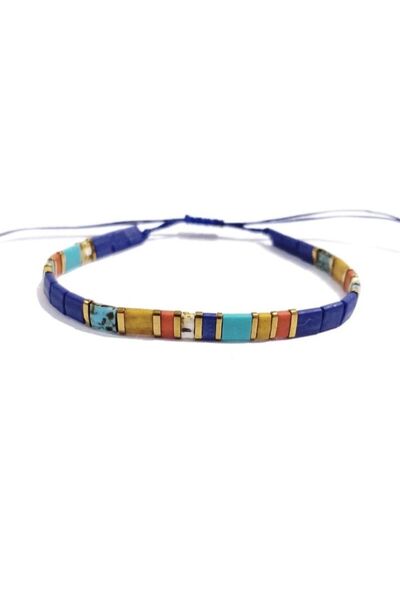 Funny Takılar Altın Rengi Hematit Doğaltaşlı Çok Renkli Miyuki Tila Bileklik