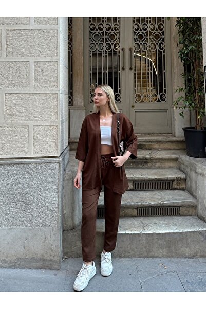 AFROGİYİM Női laza szabású kimonó felső és alsó szett