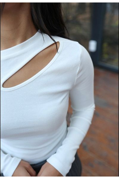 Buse White Long Sleeve Blouse - Women'S, Window Detail
