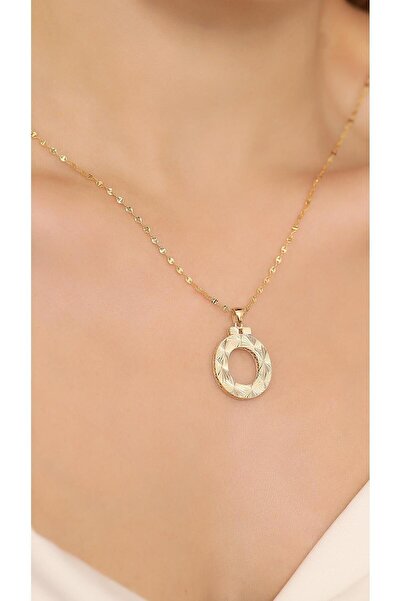 Altınkesesi 14 Ayar Altın Kalemli Parlak Ö Harfi Kolye Ucu