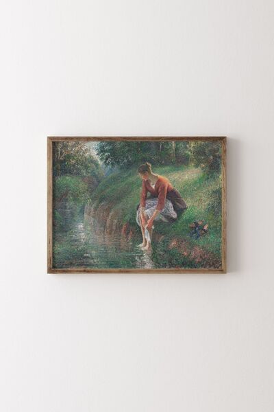epiqart Woman Washing Her Feet - Wooden Patterned Frame