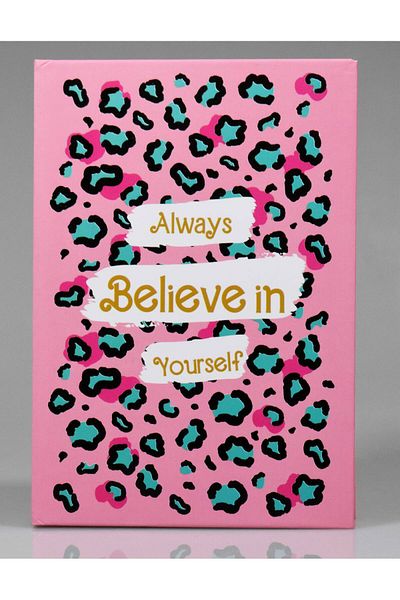 4nio Pink Leopard Patterned Lined Thick Cover Notebook