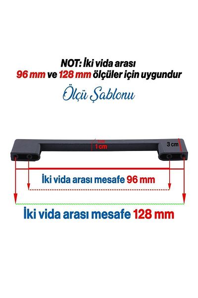 Badem10 Hard Plastic 128 mm Black Furniture - Kitchen Drawer Cabinet and Door Handle Handle Grips