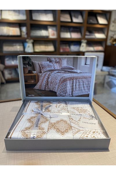 Çapa Home Ligya Beige Double 100% Cotton Bedding Set - Home