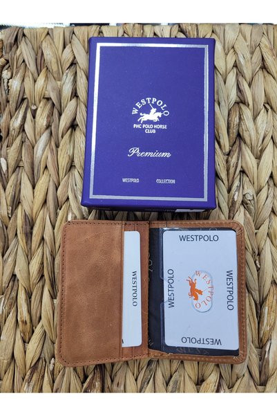 Westpolo 1026 حامل بطاقات للجنسين من الجلد الطبيعي