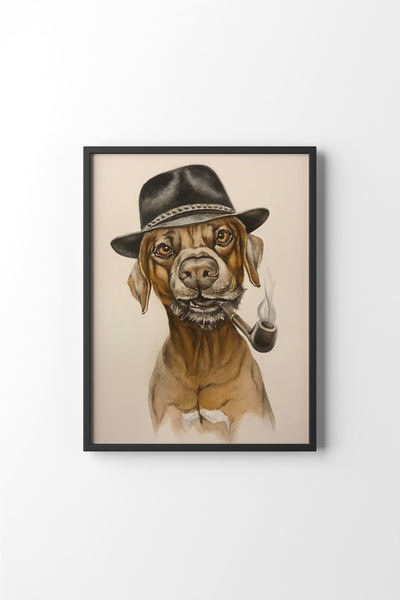 epiqart Dog Watercolor Effect - Black Frame